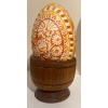 Image 3 : Antique Victorian Japanese Hand Painted Vase 14T w/ Painted Ostrich Egg 