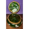 Image 3 : Antique Moser Green Glass Trinket Box w/Hand Painted Floral Enamel
