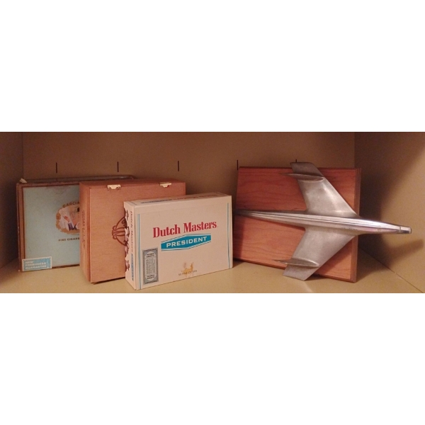 Antique Cigar Boxes w/ Decorative Automobile Accessory