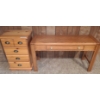 Image 1 : Small 4 Drawer Pine Dresser, 19 w, 31 h, 15 d,  Kroehler Wooden Hall Table w Drawer. 47 w, 27 h, 15 