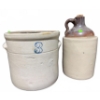 Image 3 : Stoneware Three Gallon Crock and Glazed Whiskey Jug