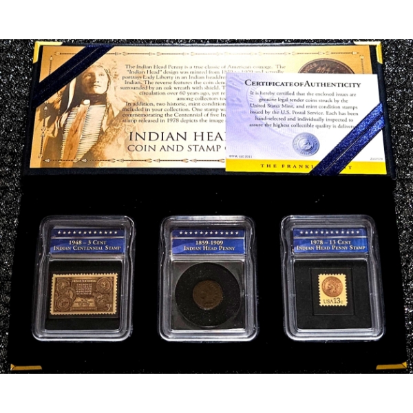 Indian Head Penny Coin & Stamp Collection - The Franklin Mint