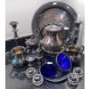 Image 1 : Pewter Party - Silver Plated Servingwares w/ Cobalt Blue Accents