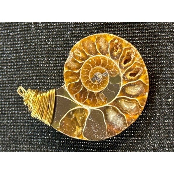 Ammolite Gold Plated Wire Wrap Pendant