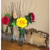 Image 1 : Ornate Gold Finish Mirror 37 w, 26 h  & Large Decorative Roses