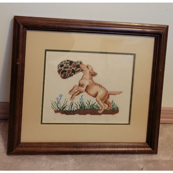 Embroidered Puppy Art 14x12