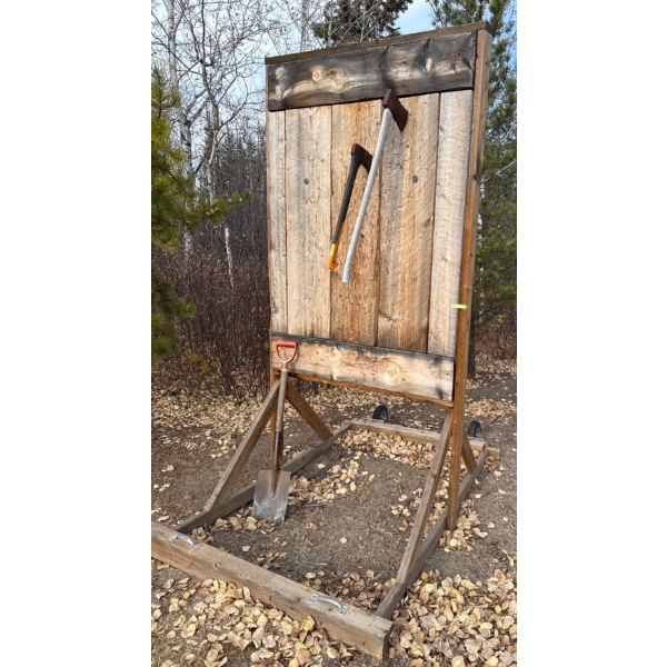 Official Size  Throwing Axe Target Range w/ Two Throwing Axes -Heavy Duty