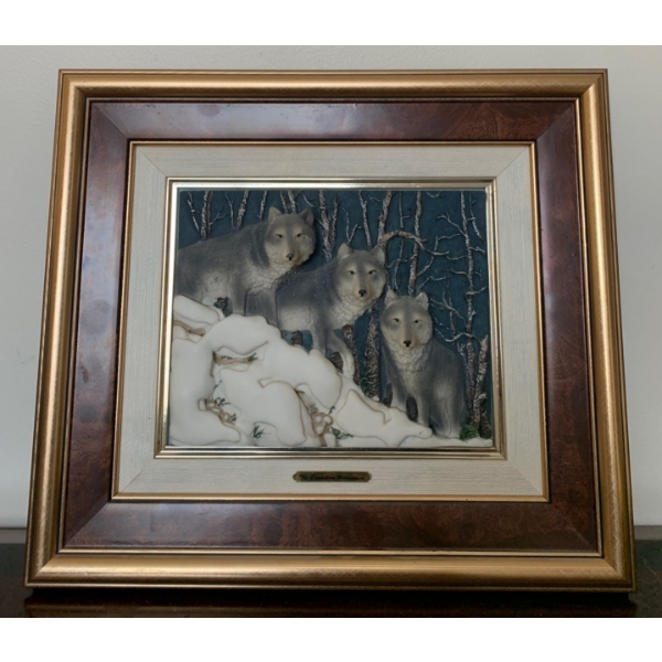 Canadian Wilderness 3D Wolf Resin Wolf Art 16x14 Winter