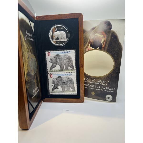 2004 Canada The Great Grizzly Bear $8 Coin and Stamp Set