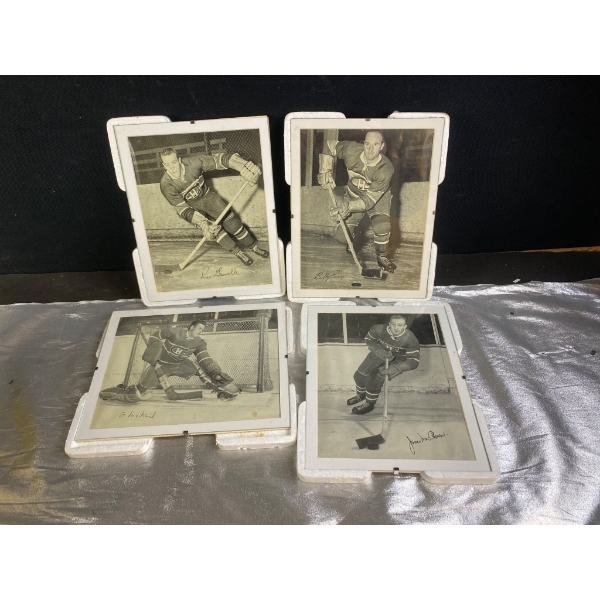 4 Vintage Signed Hockey Photos with Individual Frames