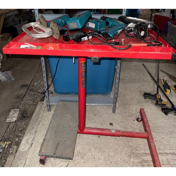 Metal Tool Cart On Casters w/ Makita 9.6 V Power Tools & More