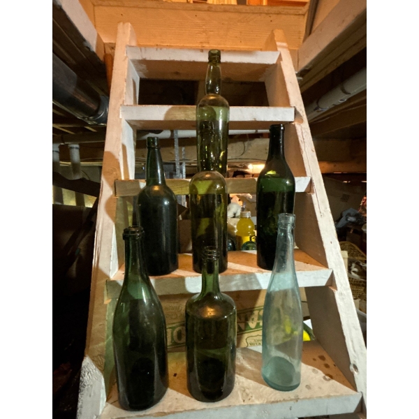  six antique hand blown seamless glass wine, or champagne bottles all in amazing condition prices ra