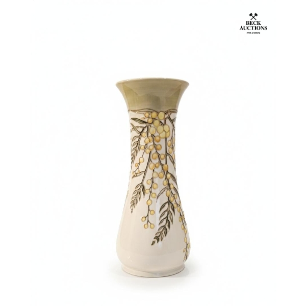 Large Moorcroft "Mimosa" Yellow, Cream & Green Vase 12''INCHES IN HEIGHT 