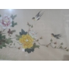 Image 3 : Asian Flowers on Silk 39 X 17, Framed Under Glass 