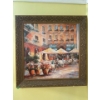 Image 1 : M. Green, Title: Café Terrace in Bloom Medium: Oil on Canvas, Well Framed Canvas Print 31"x31"