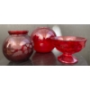 Image 1 : Cranberry Glass Viking Dessert Dish, Anchor Hocking Ruby Red Vase & Ruby Red Vase 