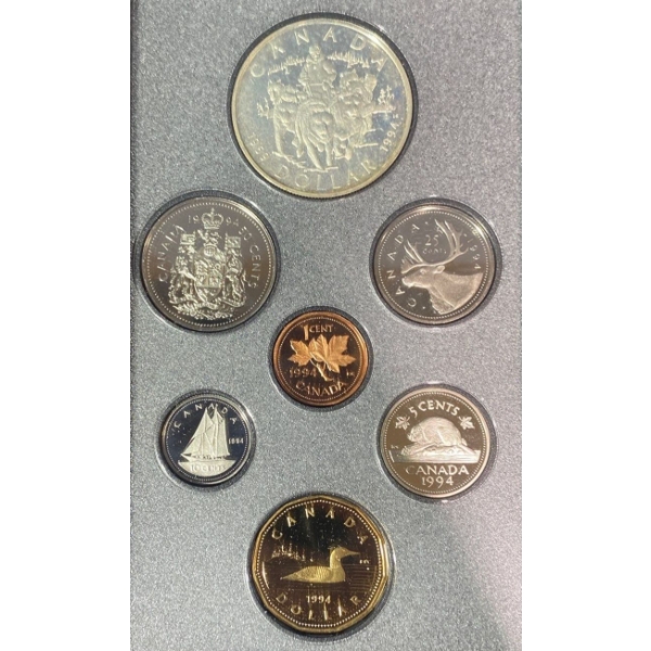 1994 Silver & Aureate Dollar Proof Coin Set
