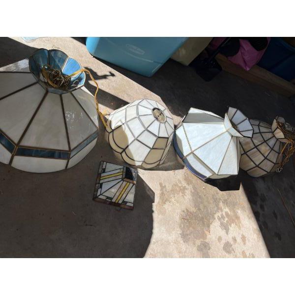 4 Tiffany style glass shade lamps, all different colours.