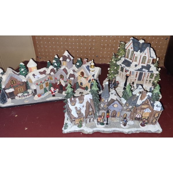 Holiday Homes: Christmas Villages (One Steeple Broken but Attached) and Carolers 