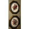 Octagonal Gold Frame Floral Needlepoint Art (x2) 12T