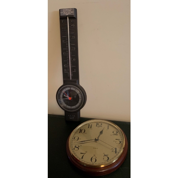 Vintage Barometer w/ German Quartz Clock 8T