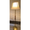 Image 1 : Traditional Turned Wood & Brass Floor Lamp w/Fabric Shade