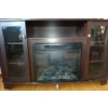 Image 1 : Elegant Wooden Cabinet w/ Built in Fire Place  Glass Doors (Damage on Bottom Corner) 60w x 20d x 35t