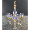 Image 1 : Hand Painted Czech Glass Decanter and 6 Glasses with Gold Trim