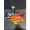Image 1 : Decorative and Utility Lot: Fan, Carved Stand, Glass,Plant Kit, Onesole