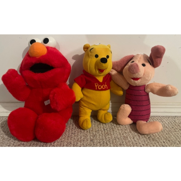 Disney's Winnie the Pooh & Piglet Stuffies w/ Tickle Me Elmo