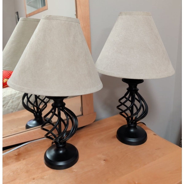 Suede Desk Lamp Duo 18"Tall