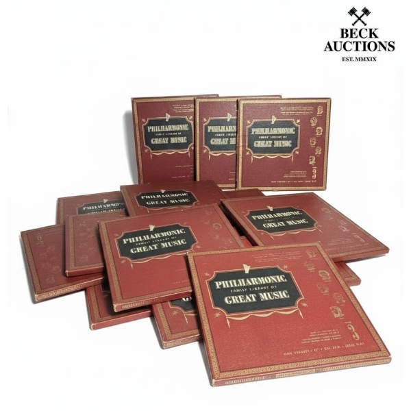 Several Volumes Of The Philharmonic Family Library Of Great Music Vinyl Record Box Sets.  