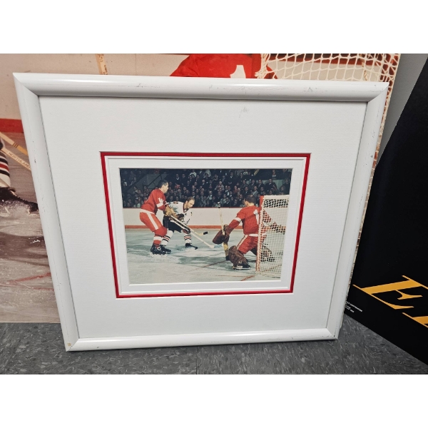 Framed Bobby Hull vs. Roger Crozier Hockey Photo Display