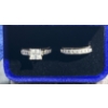 Image 2 : 2ct GRA Certified Princess Cut Moissanite with CZ Wedding Set set in Sterling Silver 
