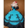 Image 2 : Vintage Barbie w/ Handmade Crochet Gown 14T Blue/Black/Red