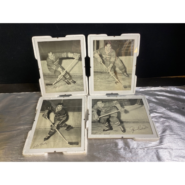 Four Signed Montreal Canadiens Player Photographs in Glass Frames