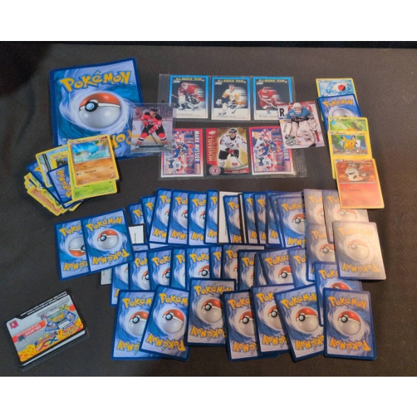 Pokemon and Hockey Cards with Oversized Pokemon Card
