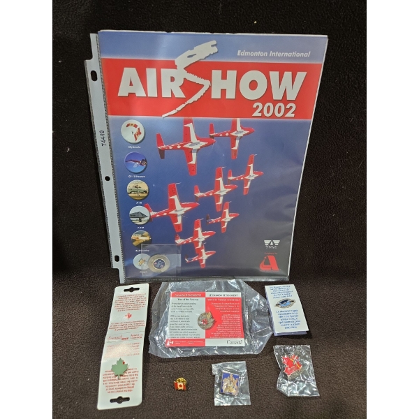 Edmonton International AirShow 2002 + Collectors Pins + 2024 RCAF $2 Coloured Toonie