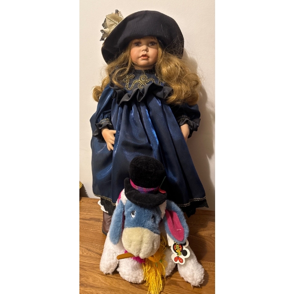 Luxury Life Like Porcelain Doll 15T w/ Eeyore Pooh's Lovable Donkey Pal