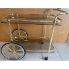 Image 1 : Hollywood Bar Cocktail Tea Cart Trolley 29x16x28 - 2 Tier Brass/Glass