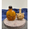 Image 2 : Carved Wood and Landscape Snuff Bottles with Spoons 2.75H & 2H