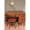Image 2 : Vintage Solid Oak Writer's Desk w/ Oak Office Chair  