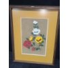 Image 1 : Untitled: Floral, Artist: Mary Louise Sangris,Porcupine Quills on Leather Framed Under Glass 16 x 21