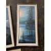 Image 3 : Lakeside Painting, 3 Pcs, By H. Jr (Square Centre Piece is 2Ftx2Ft) & 'Alert Cougar' By Ken C. Print