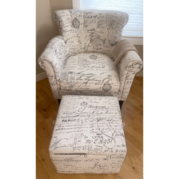 Vintage Inspired Accent Chair 32x30x41 w/ Foot Rest Storage Cube & More