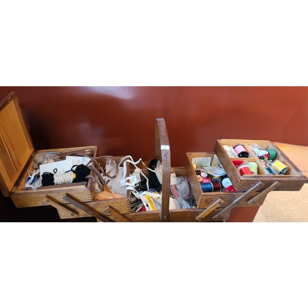 Sewing Basket 17 W, 8 D, 12 T Full of Thread and More!