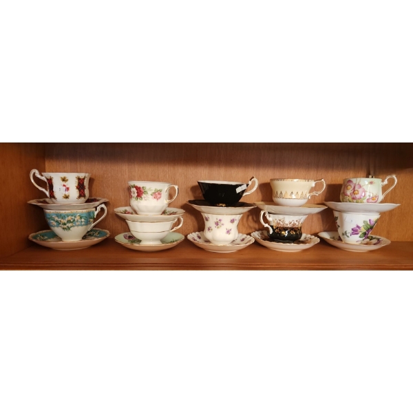 Collection of Matching Fine China Teacups and Saucers (2)
