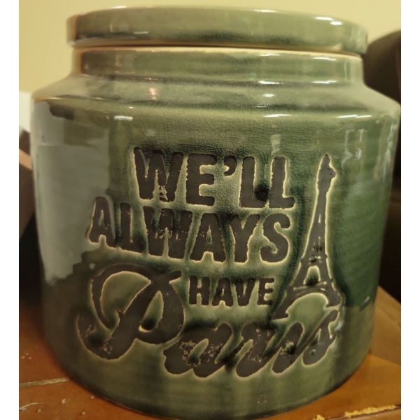 Sage Green Souvenir Cookie Jar / Canister 8T