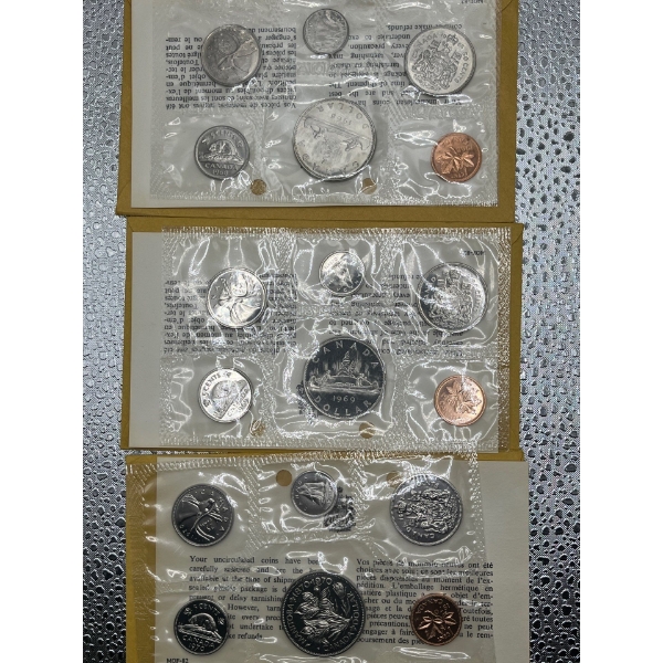 1968, 1969, 1970 Canadian Uncirculated Coin Sets 