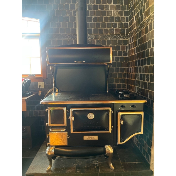 Elmira Stove Works 48" Duel Fuel Stove Like New Gas and Wood Burning . AMAZING